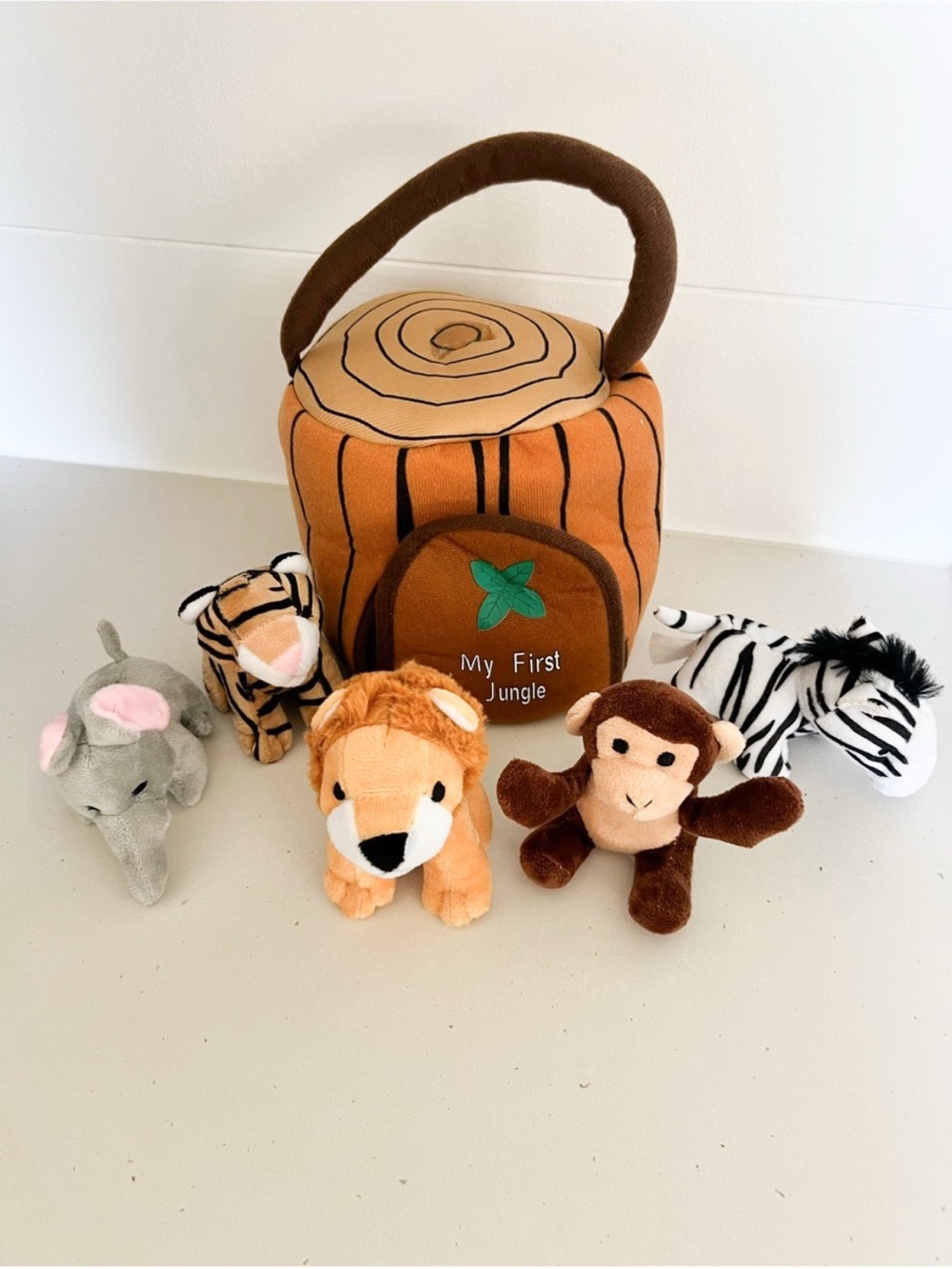 My First Jungle Plush Animal Sound Set w/ Storage Basket